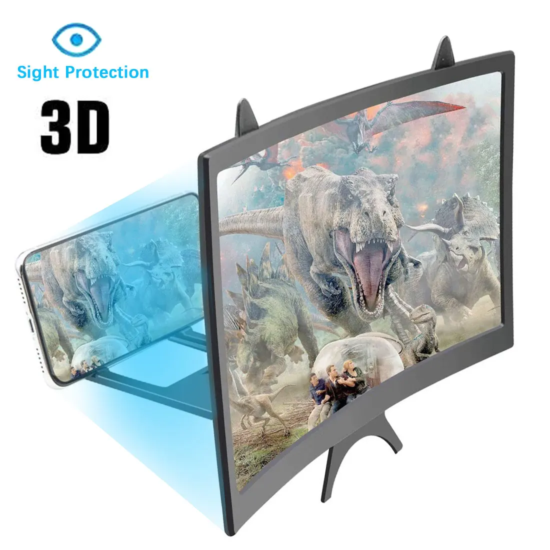12 colių 3D mobiliojo telefono ekrane didinamojo stiklo, sulankstomas dizainas didinamojo stiklo HD 