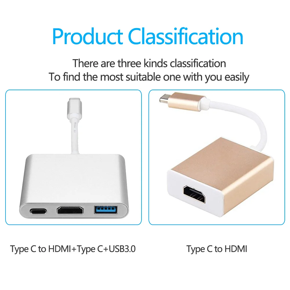 Didelės raiškos USB C Tipo 3.1 Konverteris male į USB 3.0/HDMI/C Tipo Moterų Įkroviklis Adapteris, skirtas Apple Macbook kompiuterį