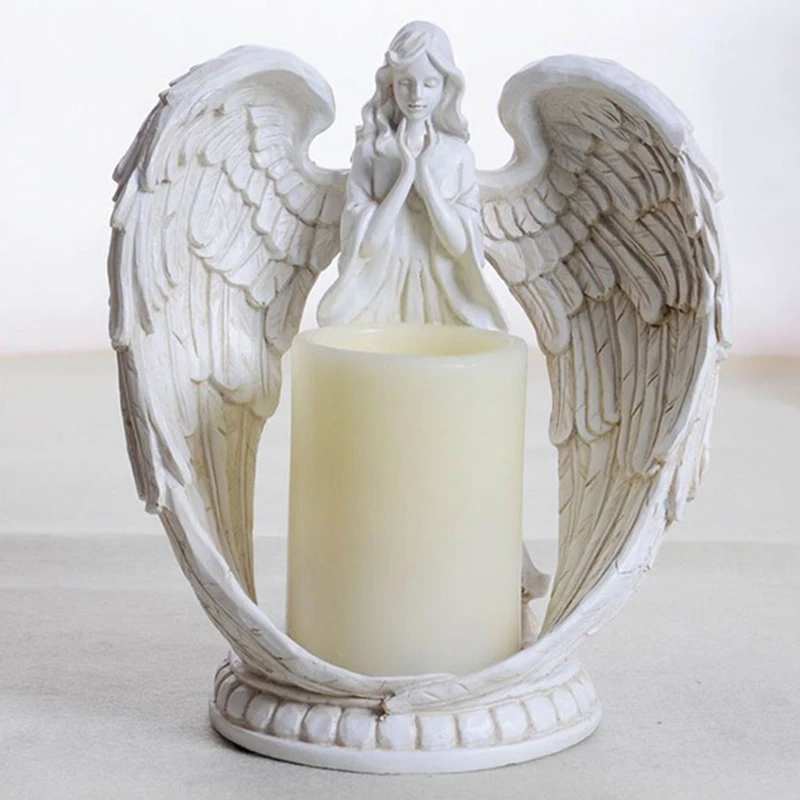 Kūrybos Dervos Angelų Figūrėlės Elektroninė Žvakidė Amatų Namų Dekoro Angelas Miniatiūrinius Žvakių Laikiklis Puošyba Vestuvių Dovanos