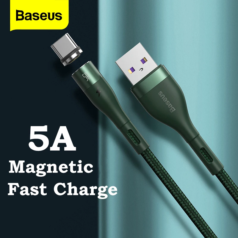 Baseus 5A Magnetinio Įkrovimo Kabelis USB C C Tipo Magnetas Įkroviklio Kabelį Huawei P40 30 Xiaomi mi 10 9 