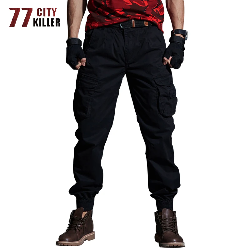 77City Žudikas Krovinių Kelnės Vyrams Karinės Medvilnės Atsitiktinis Mens Kelnės Multi-Kišenėje Paslėpti Plauti Poilsiu Pantalon Homme