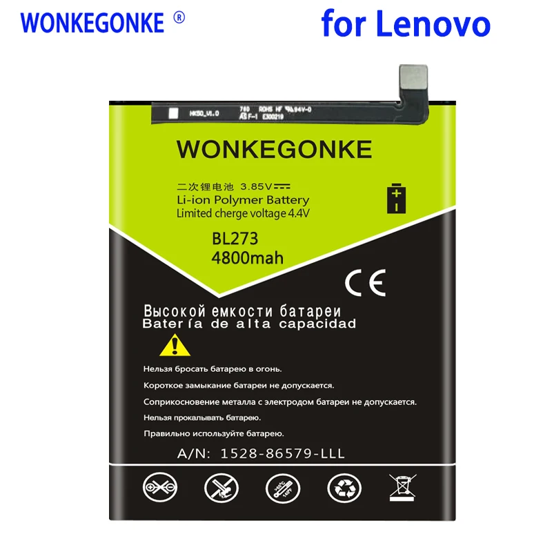 WONKEGONKE 4800mah Lenovo K6 Pastaba BL273 baterija