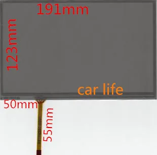 Juodas 8 colių 4 pin stiklo jutiklinis ekranas skydas 191*123mm skaitmeninis keitiklis Objektyvas skydelis-automobilio DVD grotuvas
