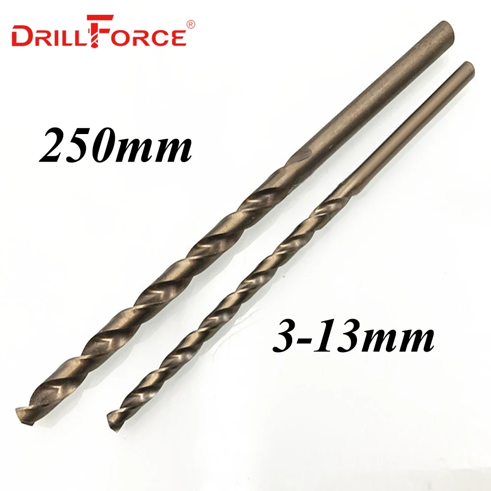 Drillforce Įrankiai 1PC 3.0 mm-13mmx250mm OAL HSSCO 5% Kobalto M35 Ilgai Twist Drill Bits Nerūdijančio Plieno Lydinys Plieno & Ketaus