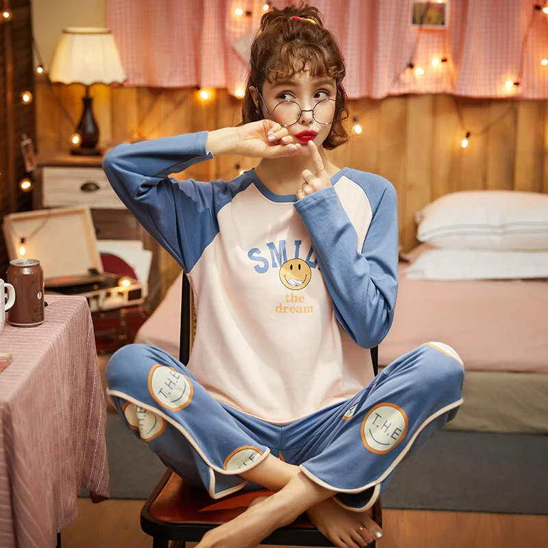 Namų drabužiai moterims sleepwear ilgomis rankovėmis rinkiniai pavasario stiliaus pyjama femme pijamas moterų pajama didelis dydis 5XL pižama mergina