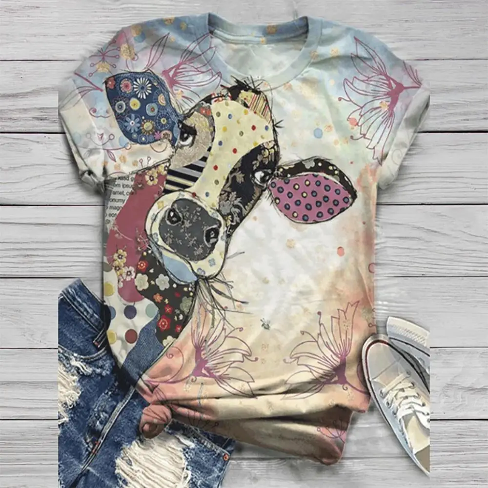 Harajuku plius dydis moterų marškinėliai topai trumpas rankovės 3D gyvūnų spausdinami o-kaklo viršūnes tee marškinėliai camiseta mujer женские футболки