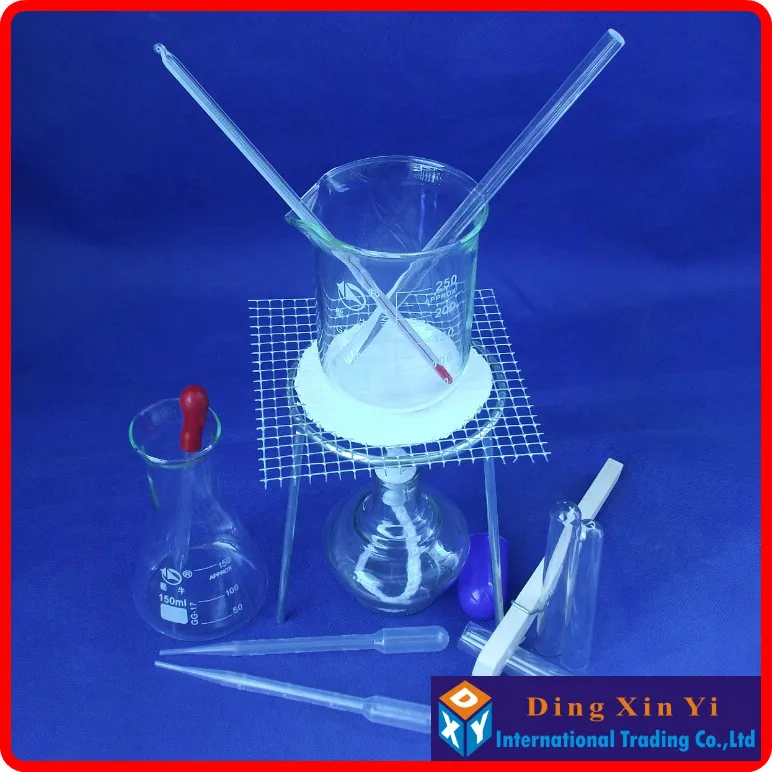 Stiklinę+Trikojis+Stiklas Erlenmejerio Kolba+Alkoholis lempa+Kamieninių termometras ir kt.(14 vienetų prekių)cheminio eksperimento prietaisas