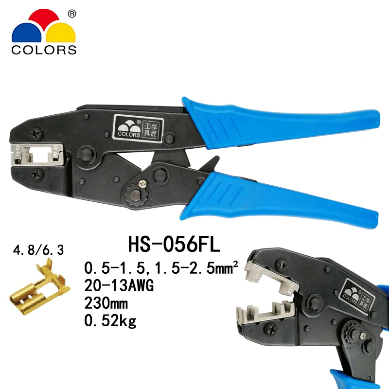 SS-056FL vėliavos tipo talpyklų, 4.8,6.3 izoliuoti gnybtai 0.5-2.5mm2 20-13AWG užspaudimo replės jungčių prekės priemones