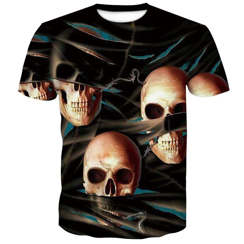 Naujas black marškinėliai 3D Kaukolė marškinėlius Vyrų T-shirt Vyrai Viršuje Summer Tee Kokybės orui Trumpas Rankovės O-kaklo Hip-Hop juokingi marškinėliai