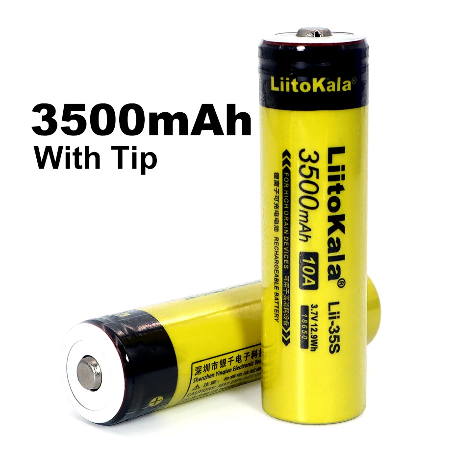 1-20PCS LiitoKala Lii-35S Naujus 18650 baterija 3.7 V 3500mAh įkraunama ličio baterija, LED žibintuvėlis+nurodė 