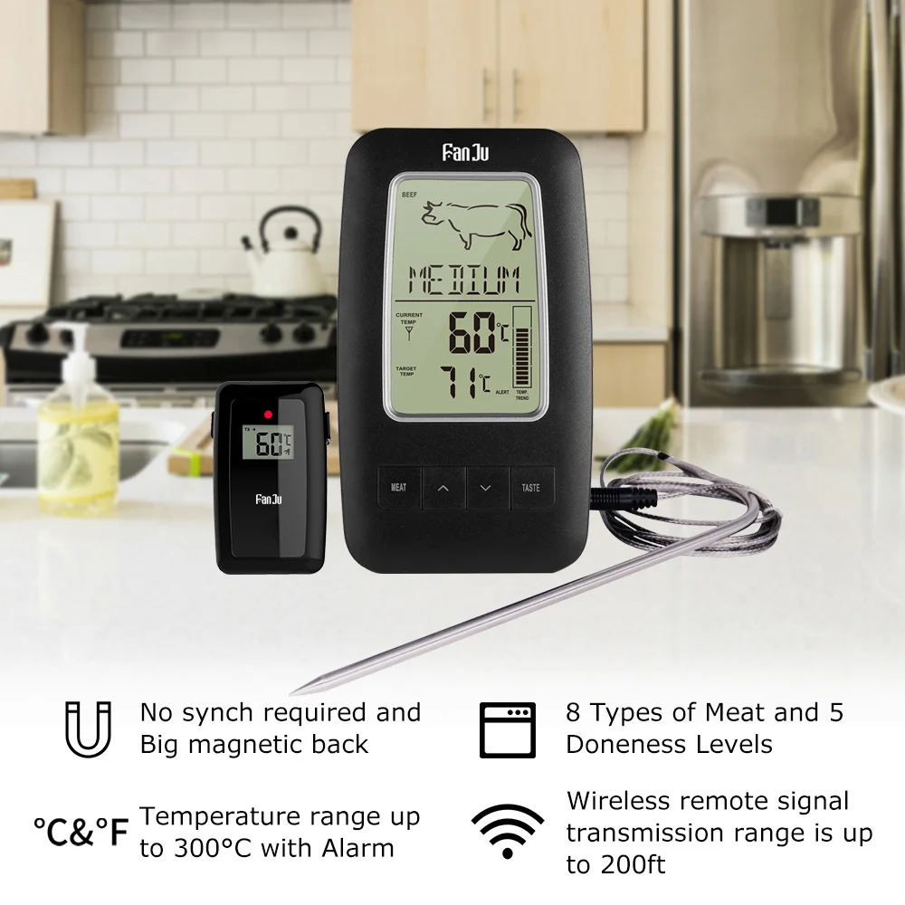 Virtuvės GRILIS Termometras Belaidžio Maisto, Mėsos Termometras, Elektroninis Skaitmeninis Nuotolinio Signalizacijos Virimo Vandens Termometras Pieno