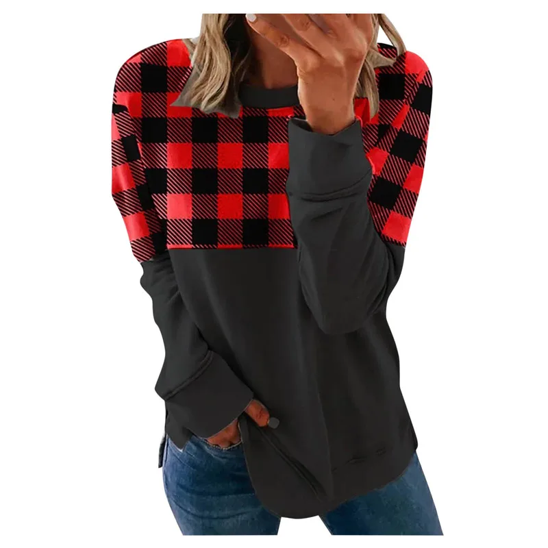 Plus size hoodies moterims palaidinės atsitiktinis pledas pagrindinio ilgomis rankovėmis palaidinukė moteris puloveriai aukštos kokybės moterų viršūnių drabužiai
