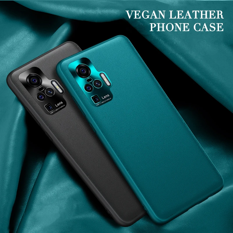 Telefoną Atveju VIVO X50 Pro Padengti Prabanga Veganų Odiniai Minkšti TPU Silikono Rėmo Hard Cover Funda už VIVO X50 Pro X 50 5G