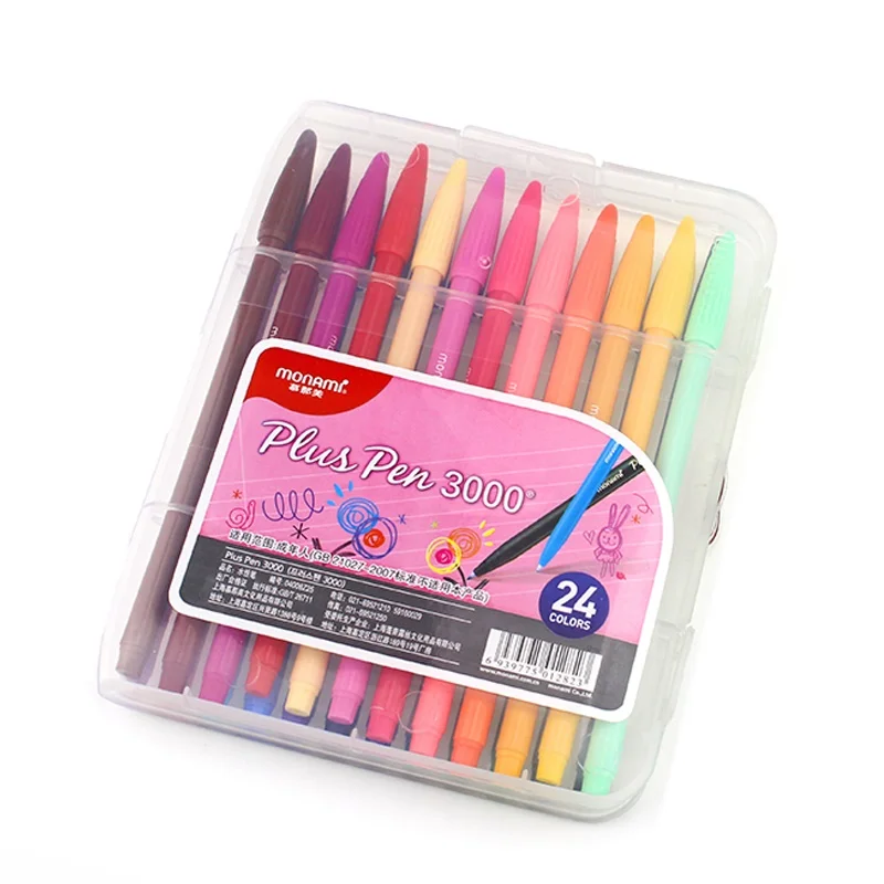 Monami Plius pen 0,3 mm vandens pagrindu 24 color&36 spalva pluošto rašikliai