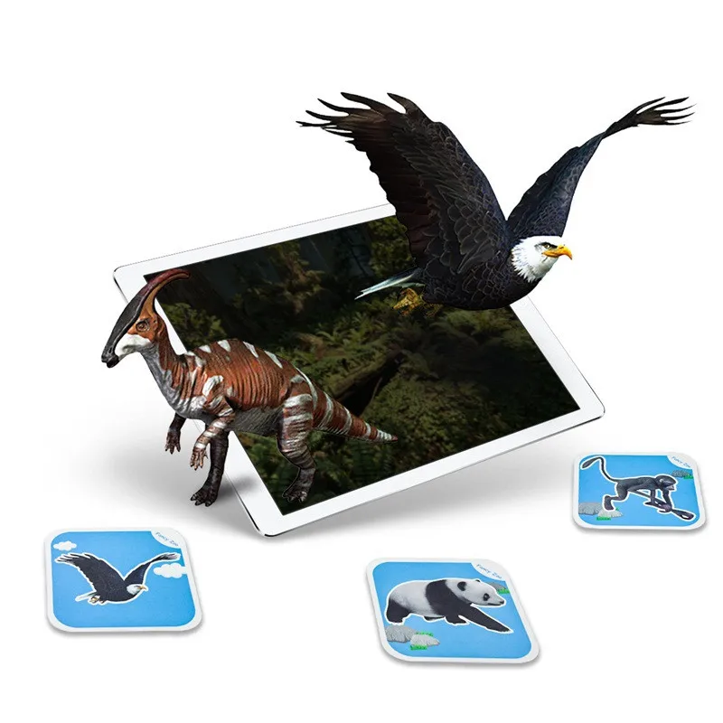 68 Telefono Skenavimas Vaikų Švietimo AR Žaislas 4D Dinozaurų Gyvūnų Montessori Kortelės sąveika virtualios realybės Žaidimus, mokantys Įvairių užsienio Kalbų