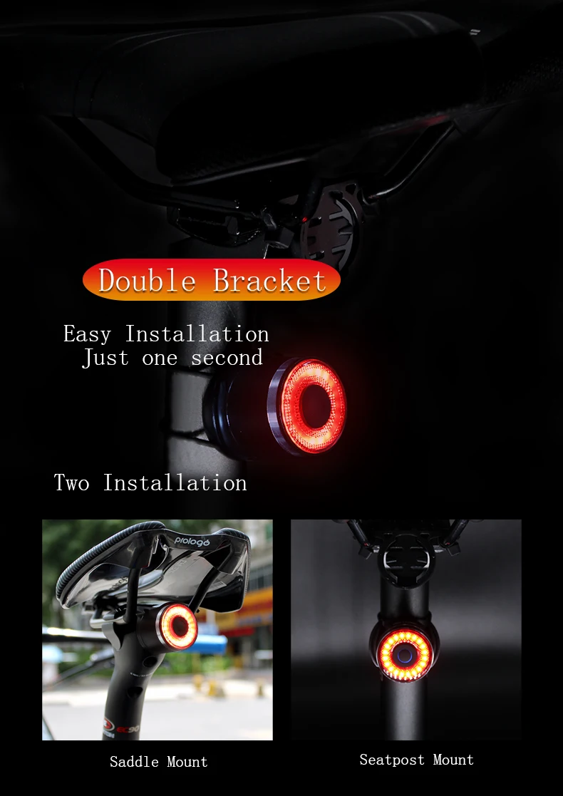 TOWILD TL03 Smart Nuoma Uodegos Šviesos USB Įkrovimo Itin Šviesus Stabdžių Jutikliai, Dviračių IPX6 Žibintas Galinis Prasme Žibintuvėlis Raudona Šviesa