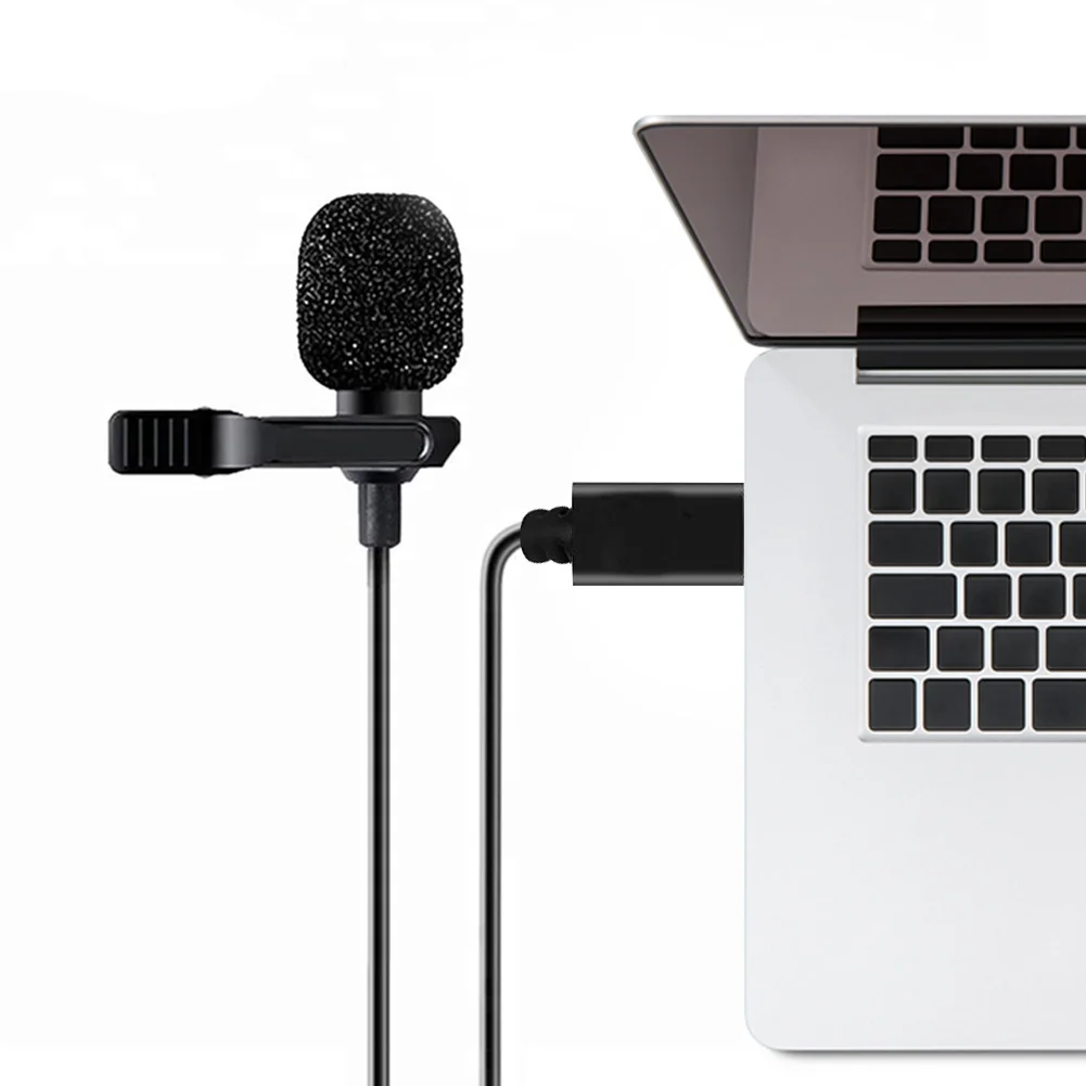 1,5 m Mini Nešiojamą USB Mikrofonas Kondensatoriaus Clip-on Atvartas Lavalier Mic Laidinio Mikrofo/Microfon už Telefoną, Nešiojamąjį kompiuterį