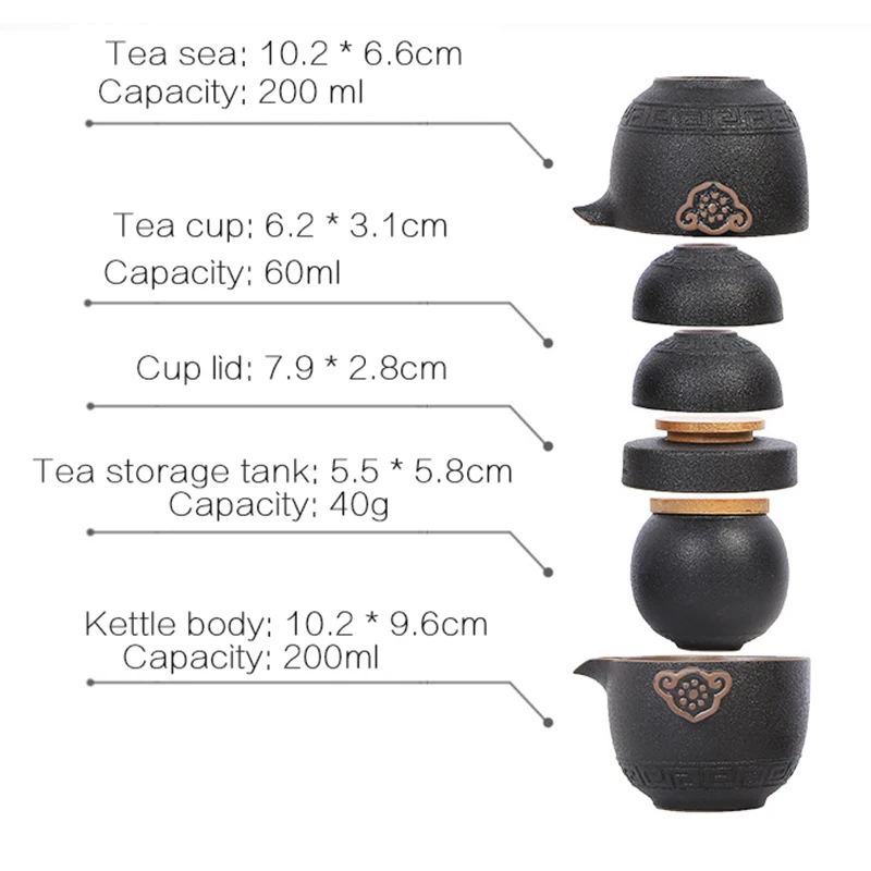 Nešiojamų Arbatos rinkinys apima 1 Arbatinukas 5 patys puodeliai ,Graži ir lengva virdulys arbatinukas,Kinijos Kelionės Keramikos Nešiojamų Teaset gaiwan