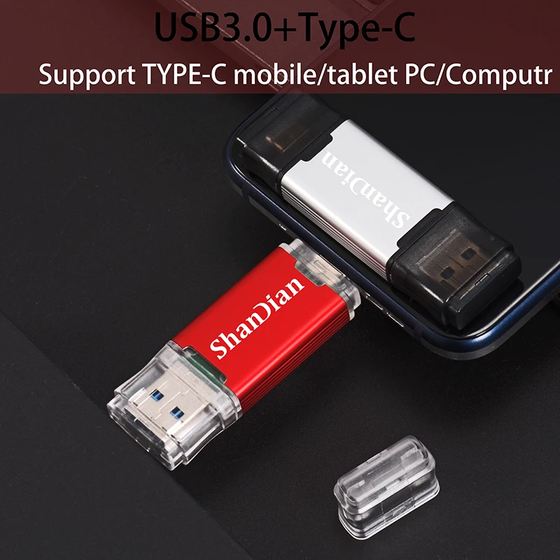 SHANDIAN C Tipas USB Flash Atminties kortelė 16GB 32GB Pendrive 4G, 8G 64G 128GB U Disko, USB 
