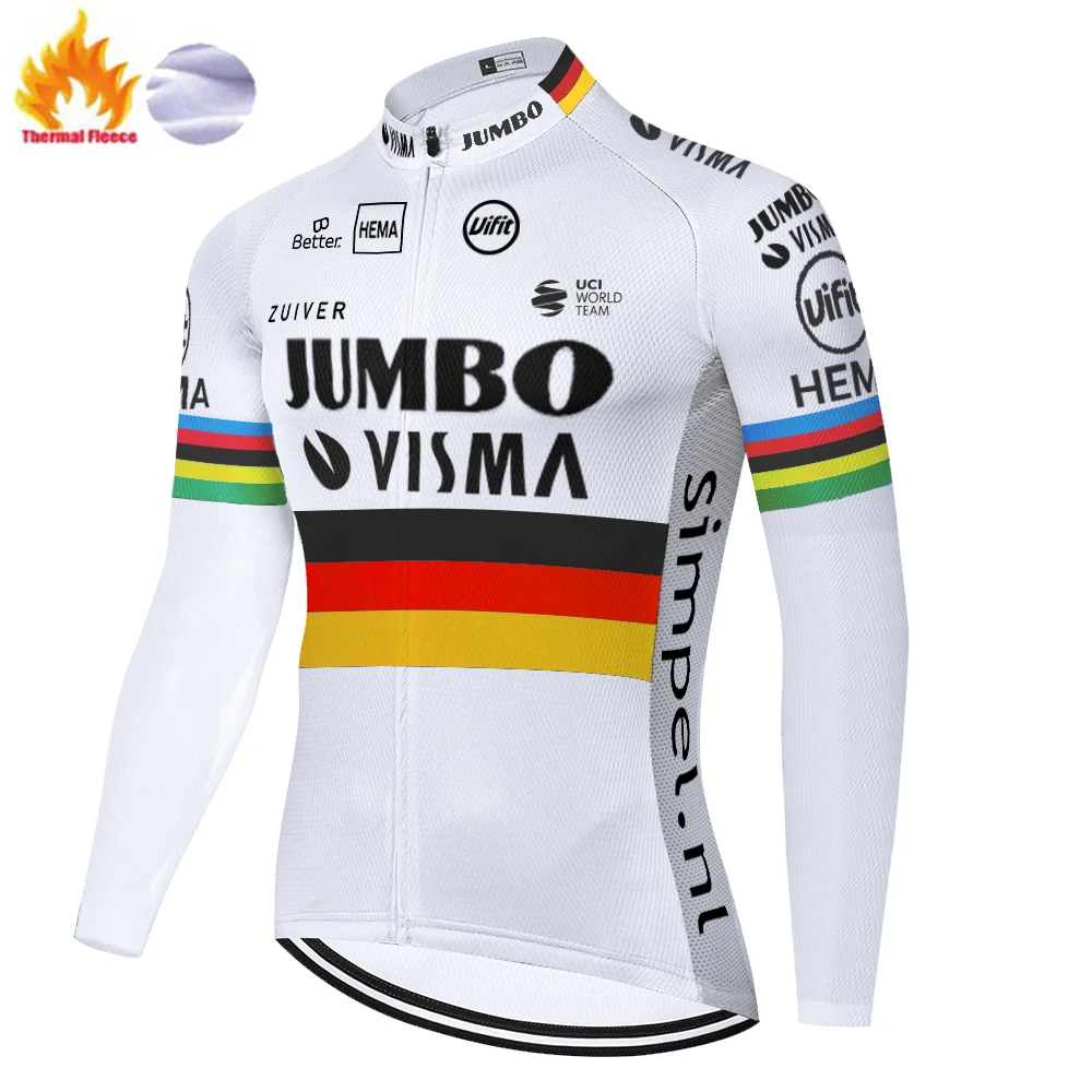 2021 jersey ciclismo Jumbo Visma camisa ciclismo masculina ilgomis rankovėmis dviračių drabužiai Dėvėti žiemą vilnos dviračių džersis vyrai
