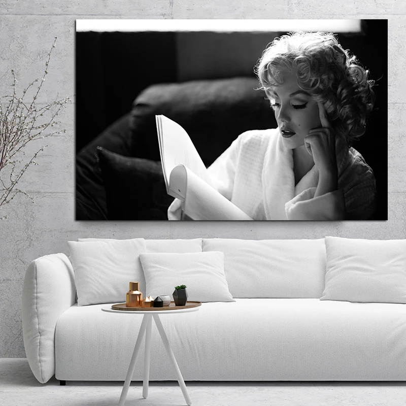 XINQI Drobė, Tapyba, Plakatas Monroe Namų Puošybai Šiuolaikinės Seksualus Marilyn Skaityti Knygą, Nuotraukos ant Sienos Spausdinti Tapyba be Rėmelio