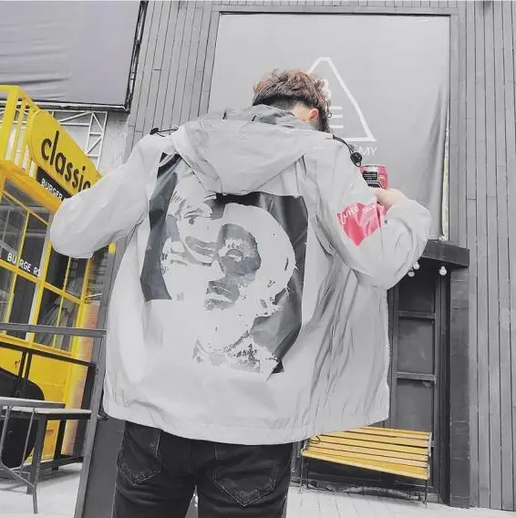 Vyrai, 3m Atspindinti Švarkelis, Striukės Streetwear Hip-Hop Mens Kolegijos Japonijos Gobtuvu Liuminescencinės naktį blizga Neperšlampamas Kailis