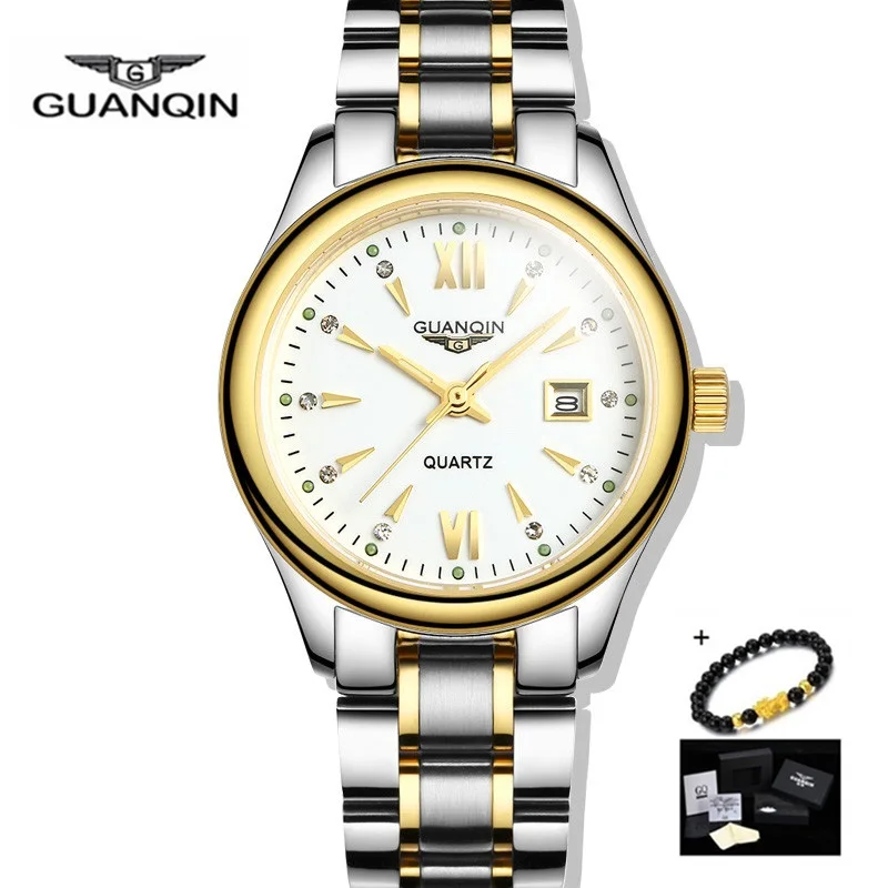 GUANQIN Aukso Moterų Laikrodžiai Prabangos Prekės Ponios Kvarco Watchs Vandeniui Suknelė moteriški Laikrodžiai Plieno Laikrodis Montre Femme 2019