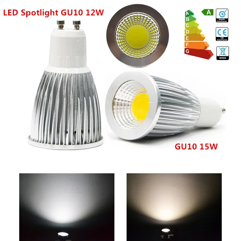 10vnt Naujausias Produktas GU10 9W 12W 15W COB LED Prožektoriai, Lempos Lemputė Šiltai Balta /šaltai Balta /Vaiskiai Balta 110V, 220V LED Apšvietimas