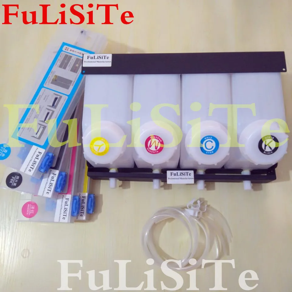 Originali FuLiSiTe 4 spalvų CISS birių dažų sistema Roland Mutoh VJ 1604 MIMAKI JV33 spausdintuvo 4 tankai+4cartridges adapteris