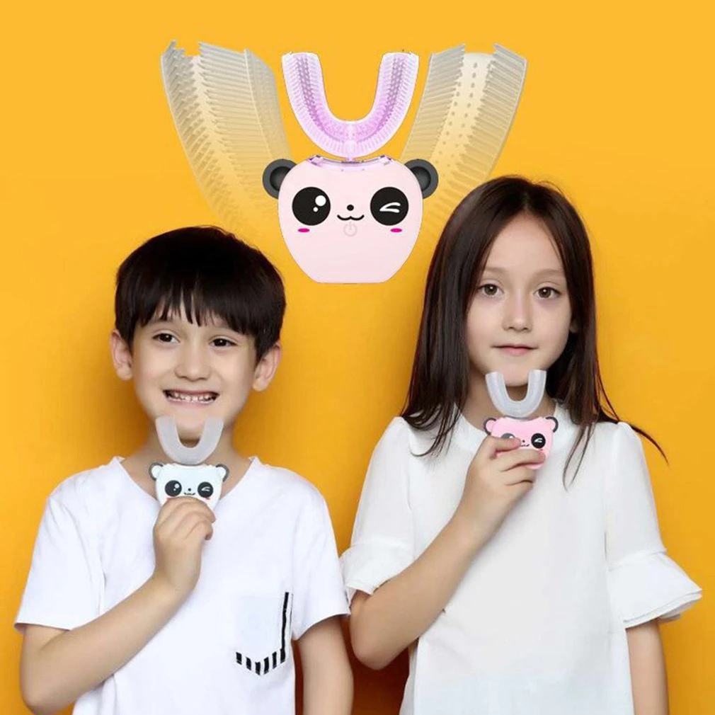 Smart Vaikų dantų šepetėlį Ntelligent Automatinis Elektros U-formos Šepetėlis su Balso 3-7years senas Vaikams, Dantų Balinimas