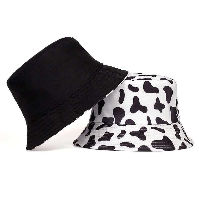 Unisex vasaros atspalvį karvė spausdinti kibiro kepurę lauko laipiojimo sporto, laisvalaikio kepurės dvipusis, sulankstomas pora kelionės punk skrybėlę