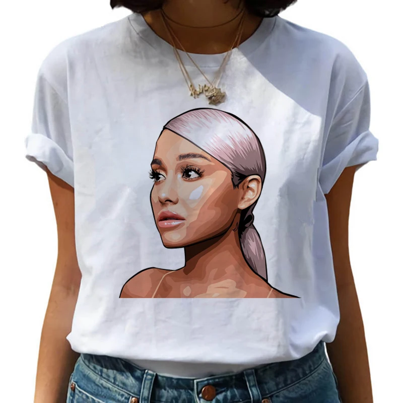 Ariana Grande Ačiū,kitą Harajuku Marškinėliai Moterims Ullzang 7 Žiedai Nauja, T-shirt Estetinės Hip-Hop Marškinėlius Mados Viršuje, Trišakiai Moteris