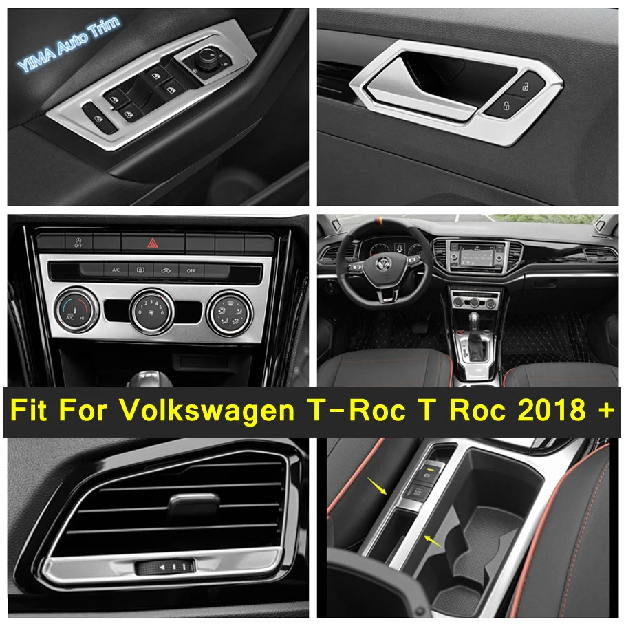 Lapetus Sidabro Nerūdijančio Plieno Vidaus Remonto Rinkinys AC Oro Kondicionavimo Skydelio Dangtelį Apdaila Volkswagen T-Roc T Roc 2018 - 2021