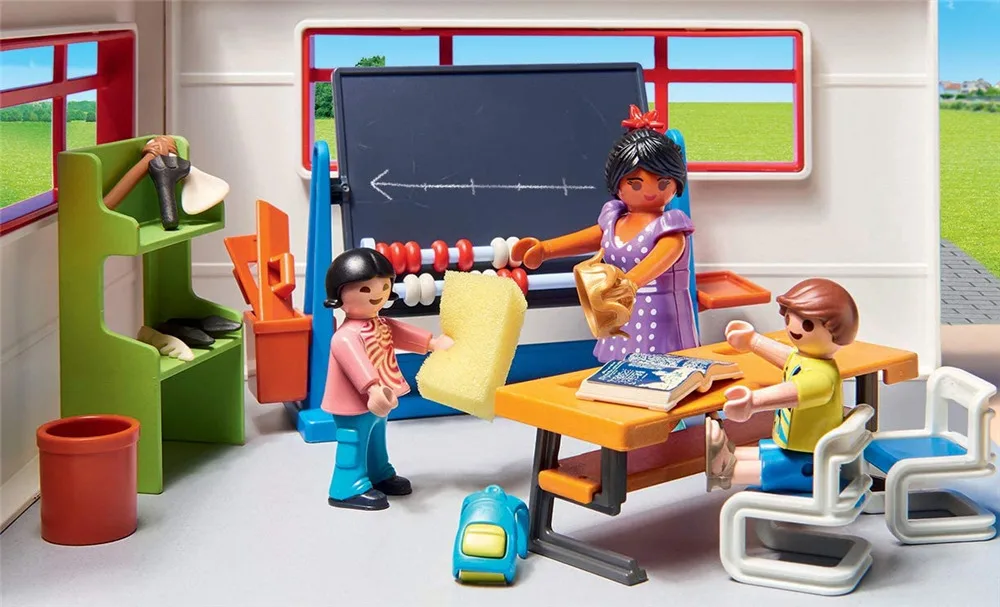 Playmobil Pradinėje mokykloje, klasėje, mokykloje asamblėjos pastatas, blokinis žaislų rinkinys Vaikams Žaislas Gimtadienio Dovana