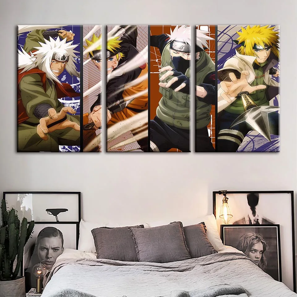 Namų Apdailos Drobė Spausdinti Naruto Simbolių Sienos Meno Tapybos Modulinės Japonų Anime Nuotrauką Plakatai Šiuolaikinio Gyvenimo Kambario Rėmelį
