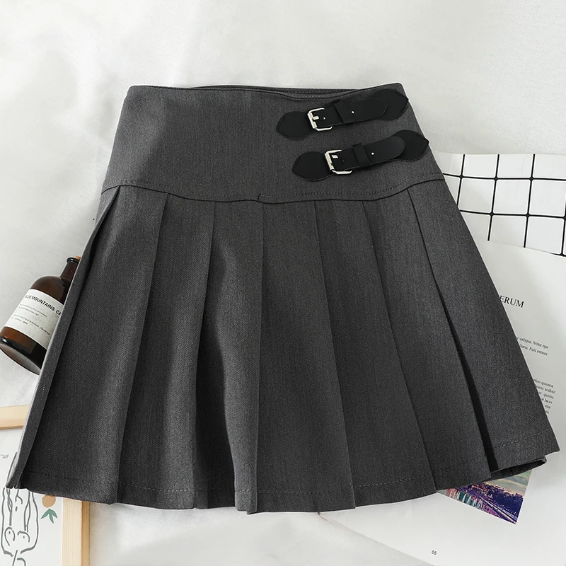Kolegijos stiliaus amžiaus-sumažinti mergina korėjos aukšto juosmens trumpas sijonas buvo plonas, anti-šviesa iš studentų klostuotas sijonas