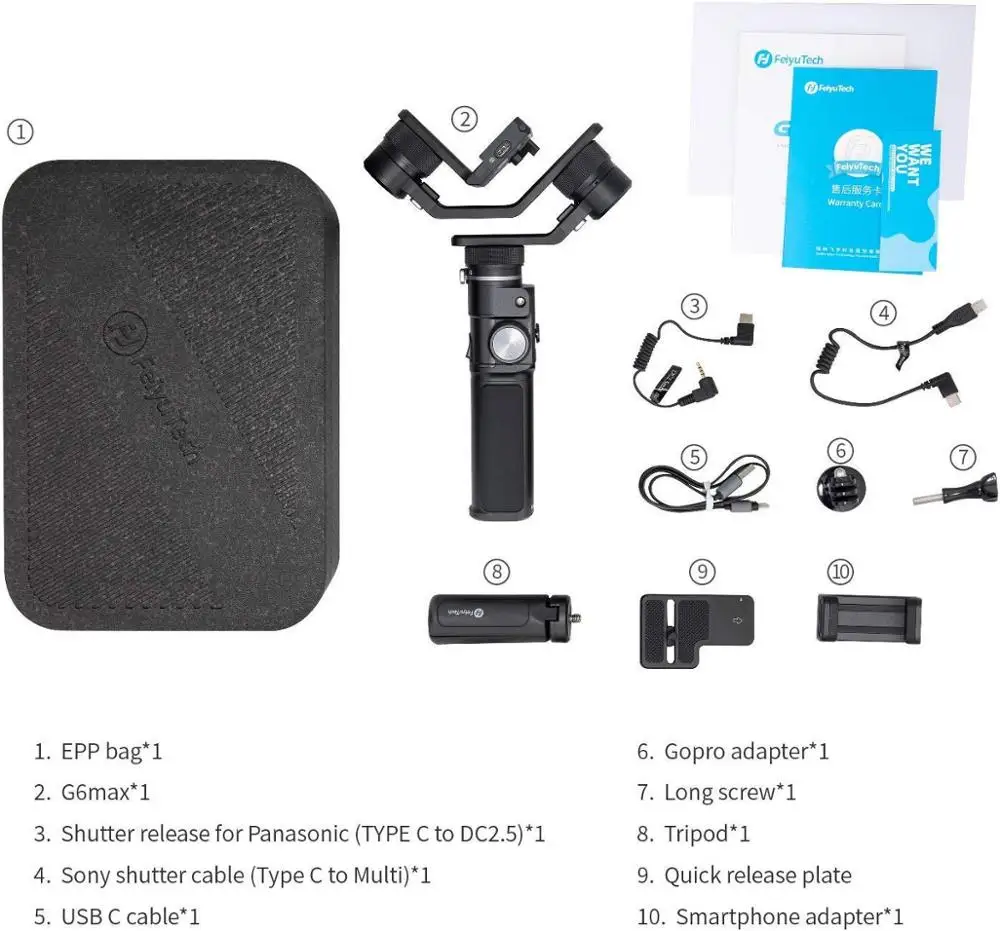 FeiyuTech Feiyu G6 Max 3-Ašis Laikomo Fotoaparato Gimbal Stabilizatorius Mirrorless kamera Pocket vaizdo Kameros GoPro Hero 7 6 5 Išmanųjį telefoną
