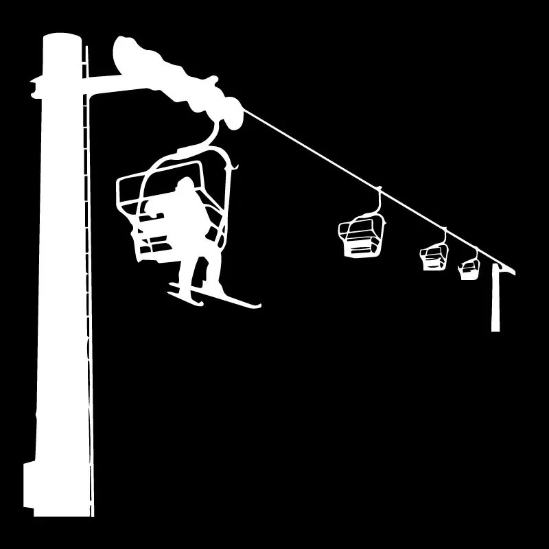 Kūrybos Ski Lift Lipdukai su Slidininkų Mados Dekoratyviniai Lipdukai Asmeninį Vandeniui Pvc Lipdukai, Juoda/balta, 18cm*17cm