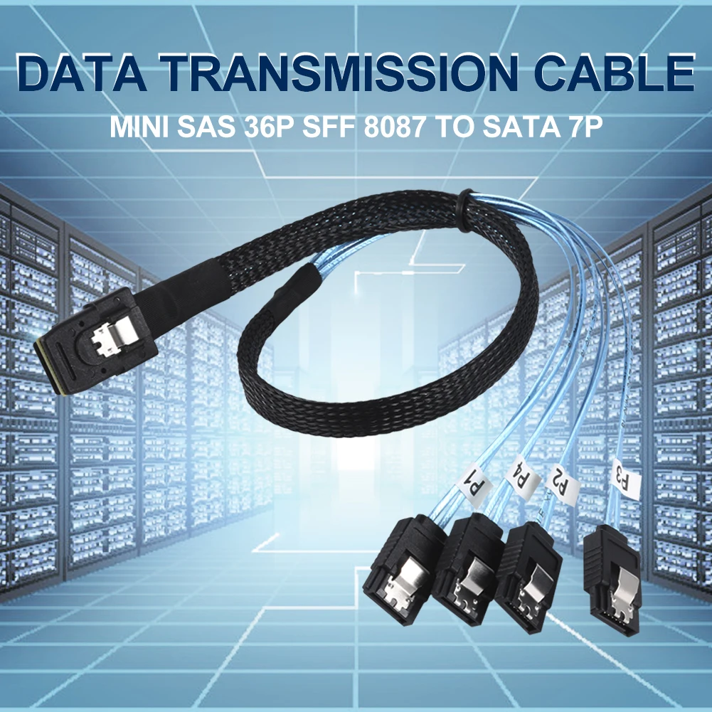 1pc Mini super greitai SAS SFF-8087 36-Pin 4 SATA 7-Pin Duomenų perdavimo kabelis (pirmyn kabelis) Duomenų eilutės SATA/ATA sąsajos