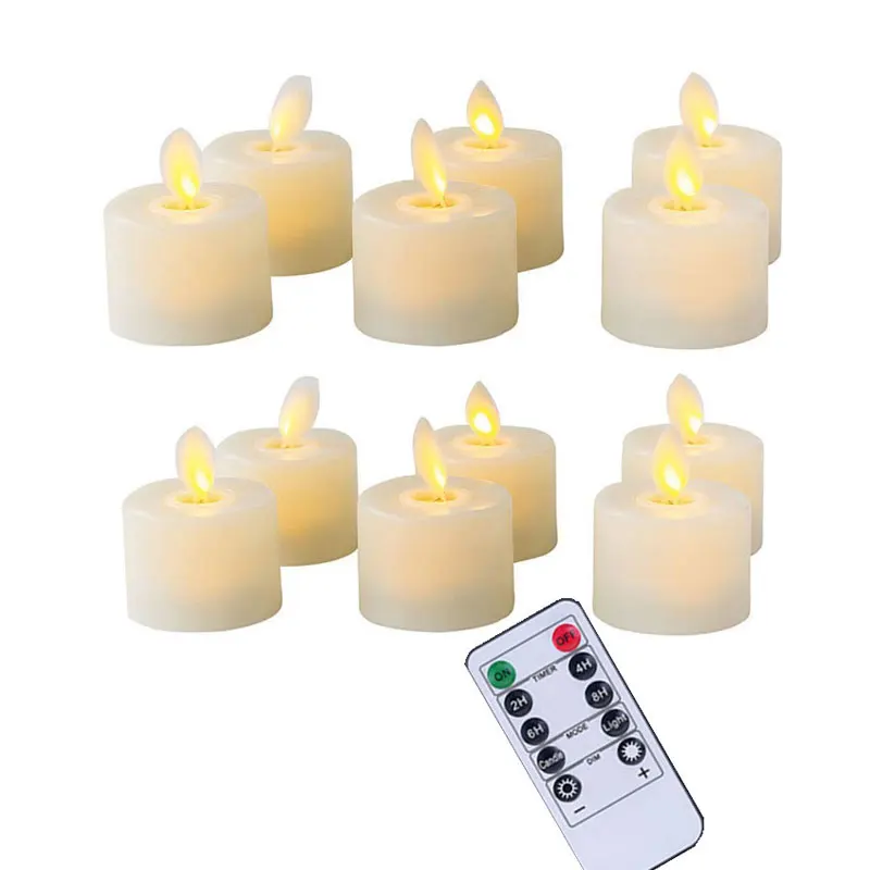 12 Vienetų Realus LED Arbata Šviesos Žvakių Mirgėjimas Flameless Žvakės 10-keys-nuotolinio Valdymo pultas su baterijomis Netikrą Žvakės