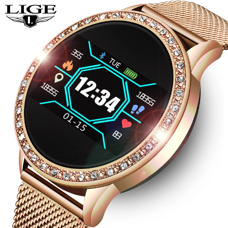 LIGE 2020 Naujas Ponios Smart Watch Moterų Kraujo Spaudimas, Širdies ritmo Monitorius Fitness tracker Sporto Žadintuvas priminimas Smartwatch