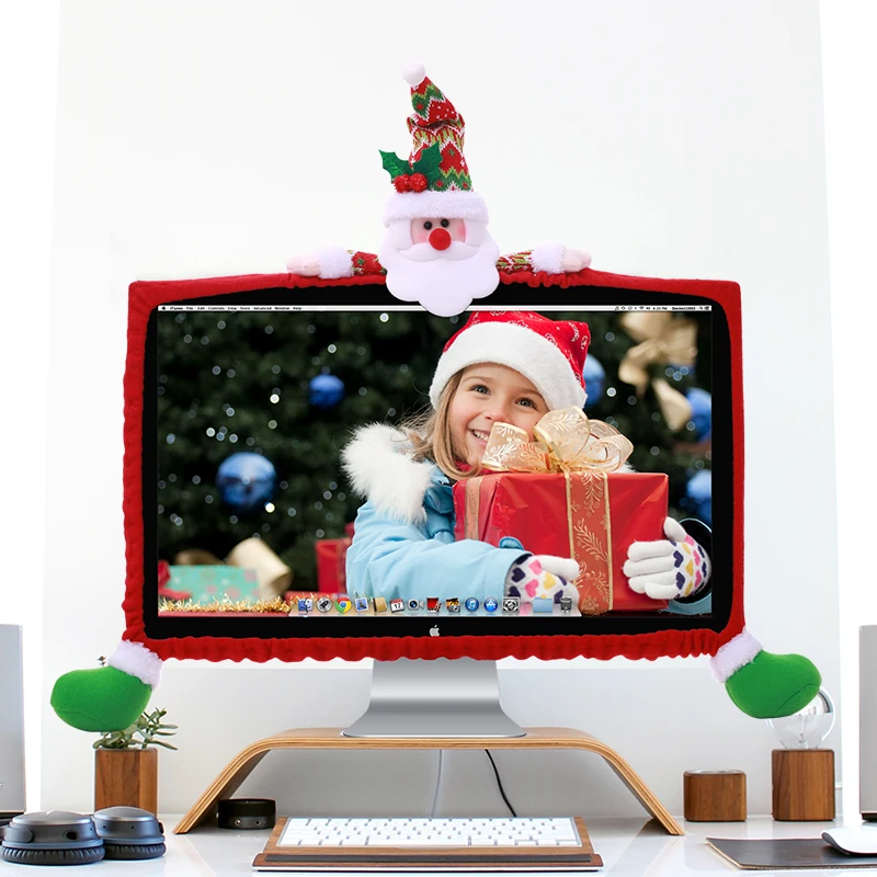 19-27 colių Santa Claus Sniego Elnių Kalėdų Dekoracijas Kompiuterio paruošimas TV Televizijos Ekrano Rėmo Dangtis nuo Dulkių Apsauga vidaus