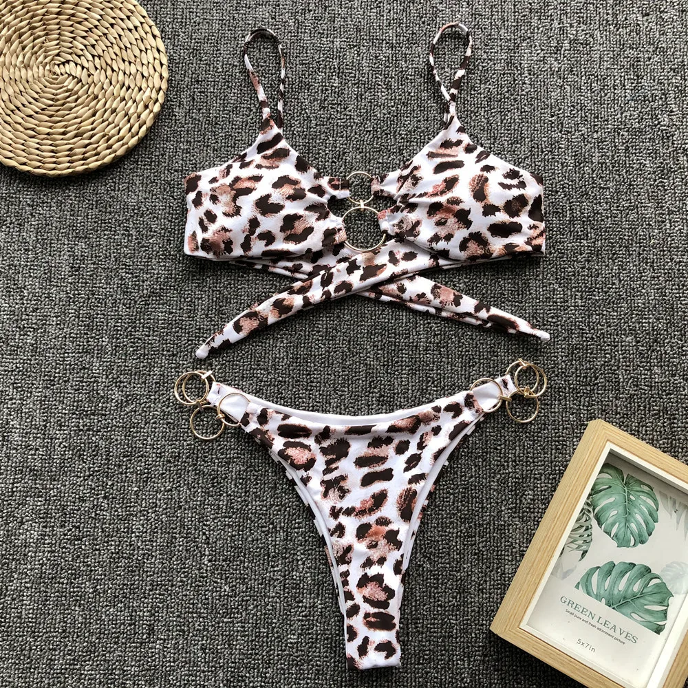 Missord 2021 Leopard Seksualių Moterų Bikini Nustatyti Žemas Juosmens Plaukti Push up Bikinis Brazilijos Biquini Maudymosi Kostiumą Plaukti Dėvėti Paplūdimyje MB002