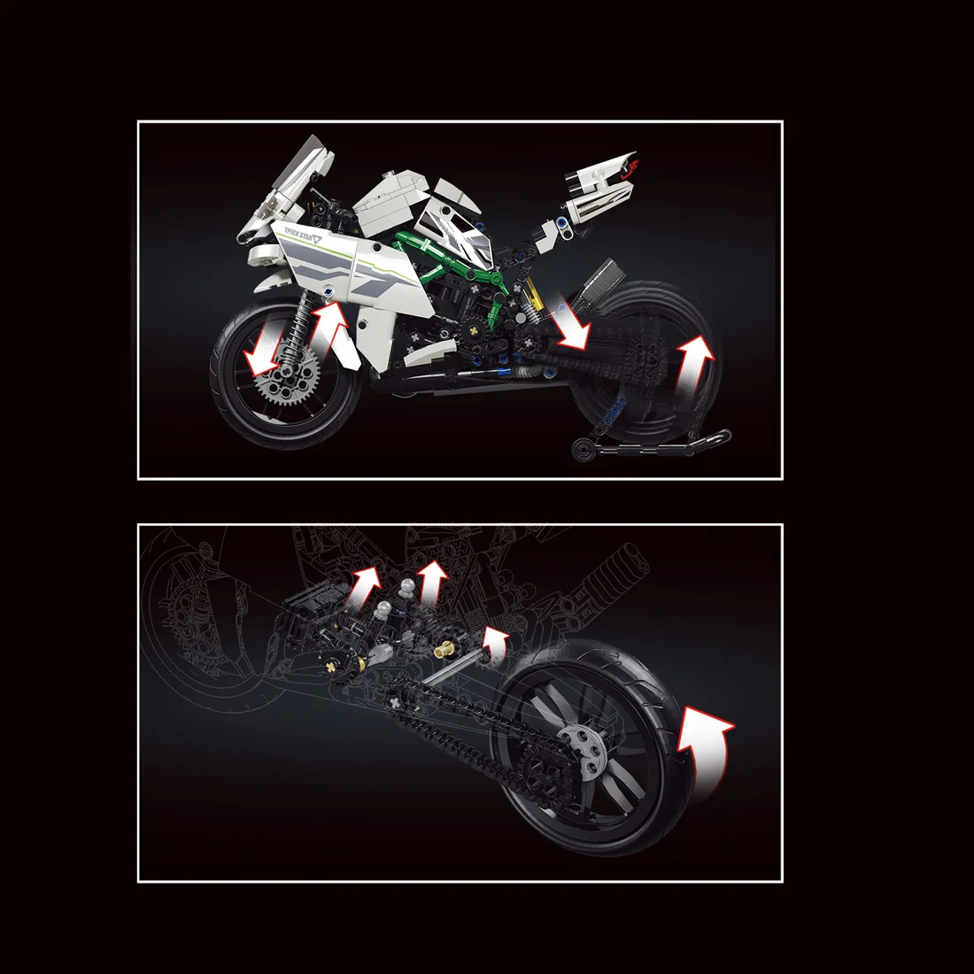 800Pcs Off-Road Motociklo Plytų Mažų Dalelių 