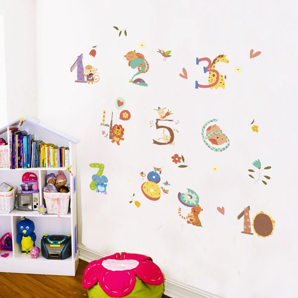 Animacinių filmų laukinių Džiunglių 26 abėcėlės gyvūnų 1-10 skaičius sienų lipdukai vaikams kambariai namų dekoro vaikai sienos lipdukas plakatas freskos