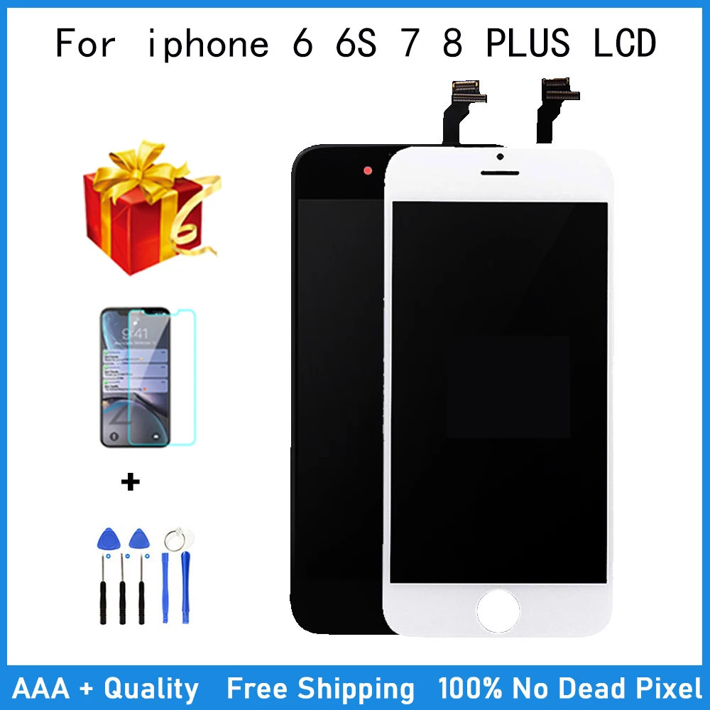 AAA +++ Nėra negyvų Pikselių LCD iPhone 6 6s 7 8 Plus Ekranas 3D Jutiklinis Ekranas skaitmeninis keitiklis Asamblėjos Pakeitimo 
