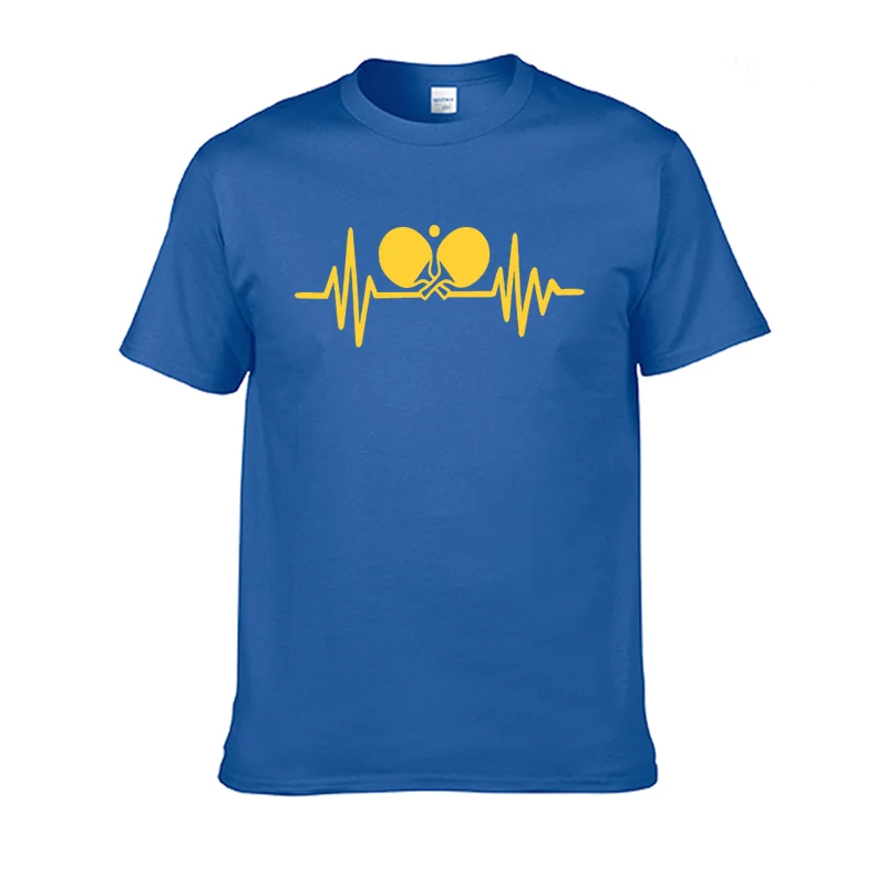 Vasarą Naujas Stalo Teniso Ping Širdies Plakimas T-Shirt Vyrai Spausdinti O-Kaklo Trumpomis Rankovėmis Medvilnės Marškinėliai