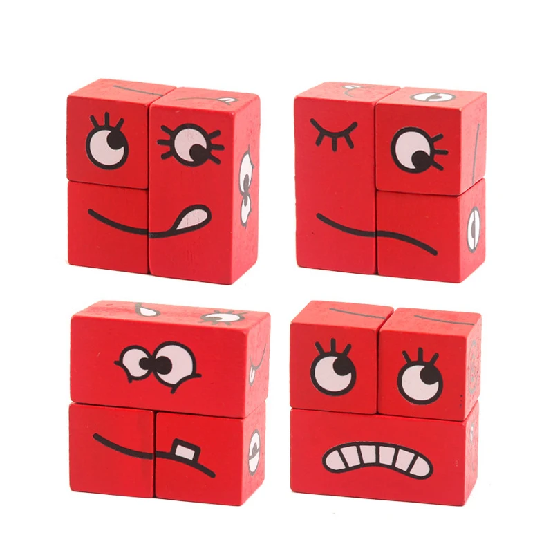 Naujas Montessori Mediniai Atitikimo Veido Besikeičiančius Animacinių Filmų Magic Cube Loginį Mąstymą Mokymo Galvosūkiai, Žaislai Vaikams, Švietimo Dovana