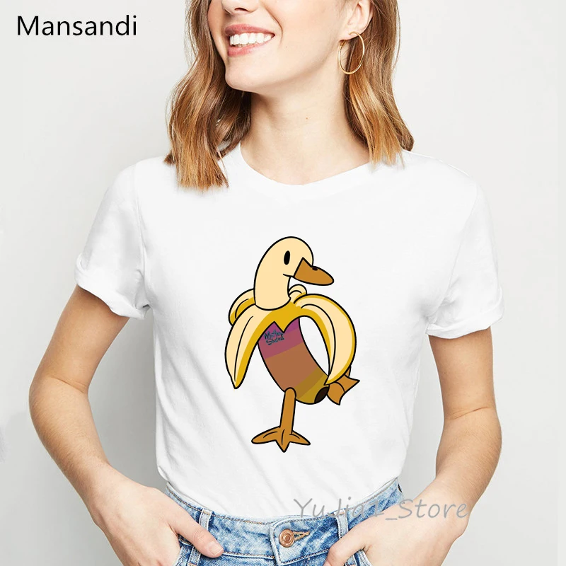 Juokinga t marškinėliai moterims drabužių 2019 Bananų Antis print t-shirt camiseta mujer Harajuku Gotikos marškinėliai Streetwear 