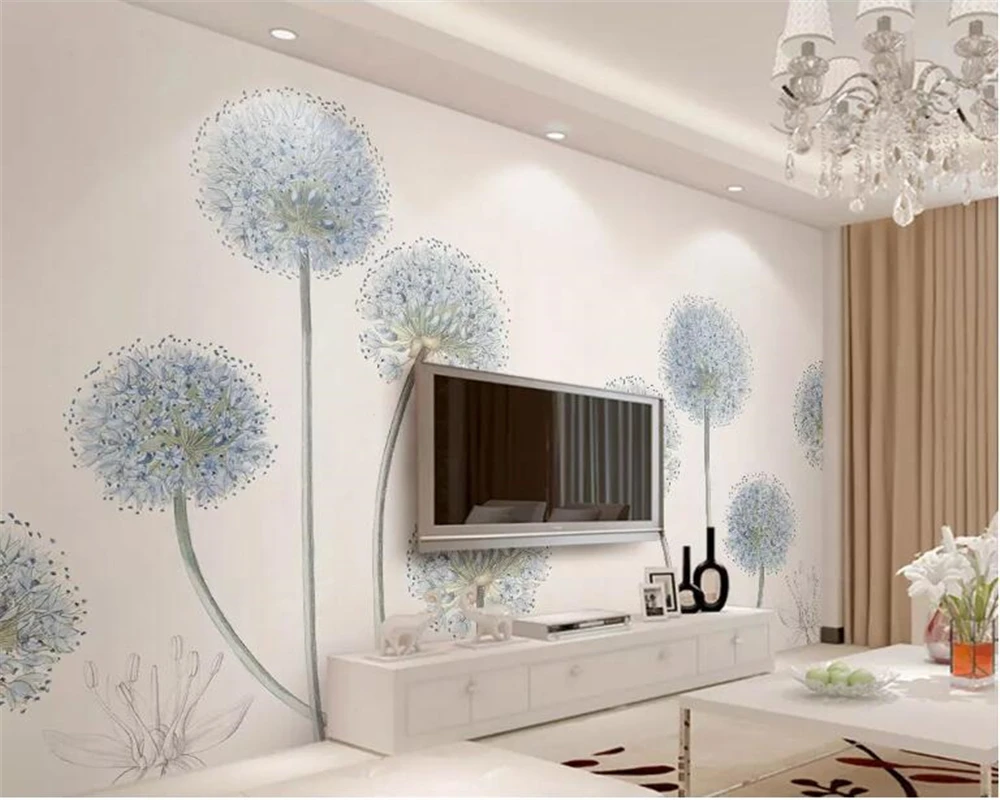 Beibehang 3d tapetai papel de parede mažų šviežių mados modernią atmosferą kiaulpienių TV patalpų fono sienos 3d tapetai